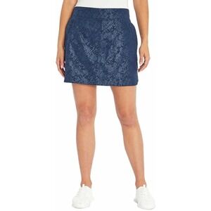 Orvis Women's Embossed Pull-On Travel Skort Shattered Glass Navy Medium